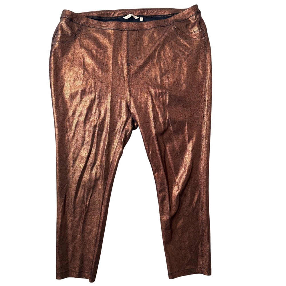 Soft Surroundings Metallic Bronze Plus Size 1X Leggings Copper Shimmer Cropped